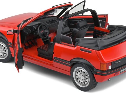 1989 PEUGEOT 205 CTi Mk1 Cabriolet in Red 1/18 scale model by Solido