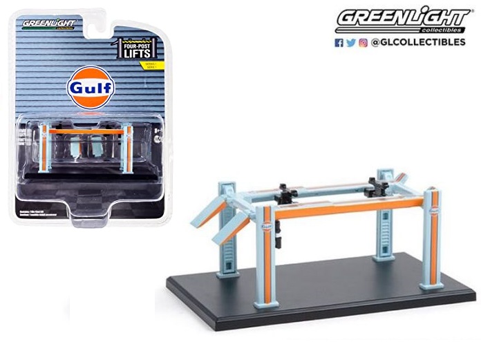 Garage Auto Body Shop Four Post Lift - Gulf Oil - 1/64 scale model GREENLIGHT