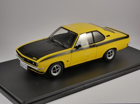 1974 OPEL MANTA A GT/E in Yellow / Black 1/24 scale model by Whitebox